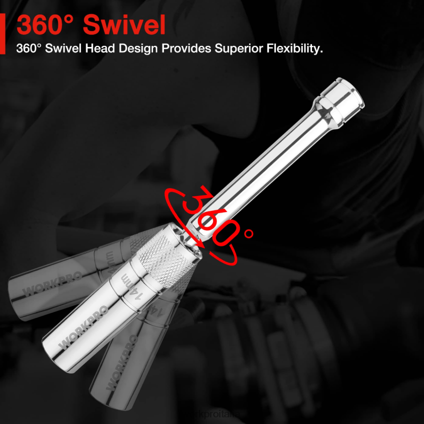 WORKPRO Presa a muro sottile da 3 pezzi da 14 mm con estensioni da 6 e 10 polliciSet di prese per candele magnetiche girevoli utile B0600L143 attrezzo