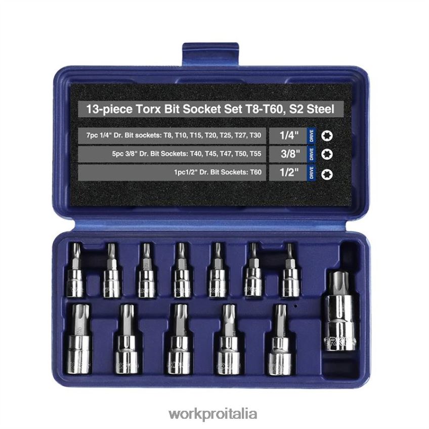 WORKPRO Set di 13 bussole Torx (solo per uso manuale) moderno B0600L127 attrezzo