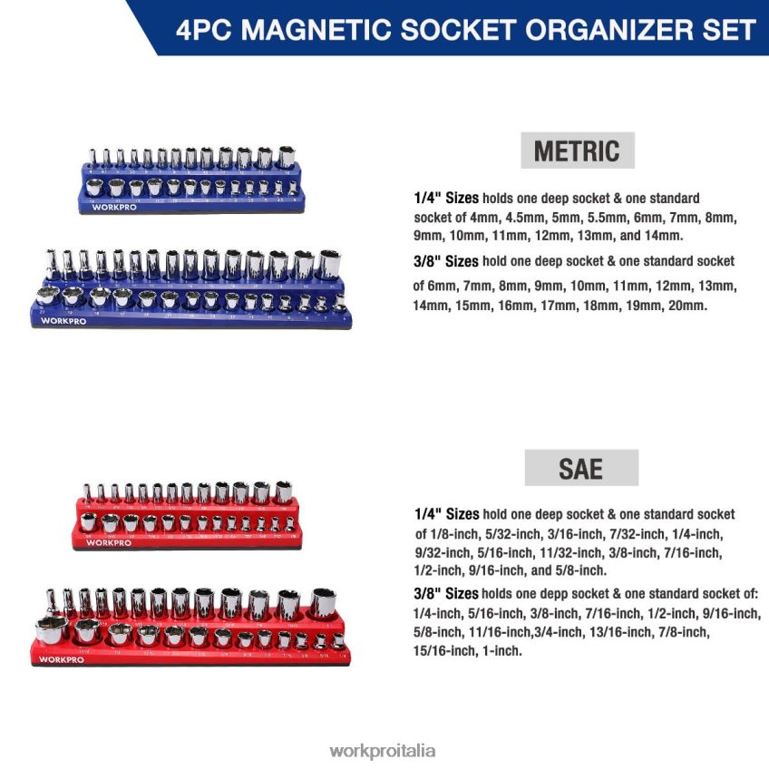 WORKPRO Set di 4 organizer con prese magnetiche moderno B0600L134 attrezzo