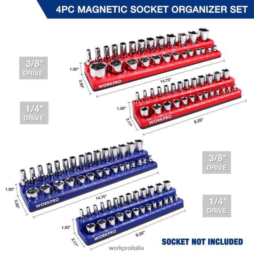 WORKPRO Set di 4 organizer con prese magnetiche moderno B0600L134 attrezzo