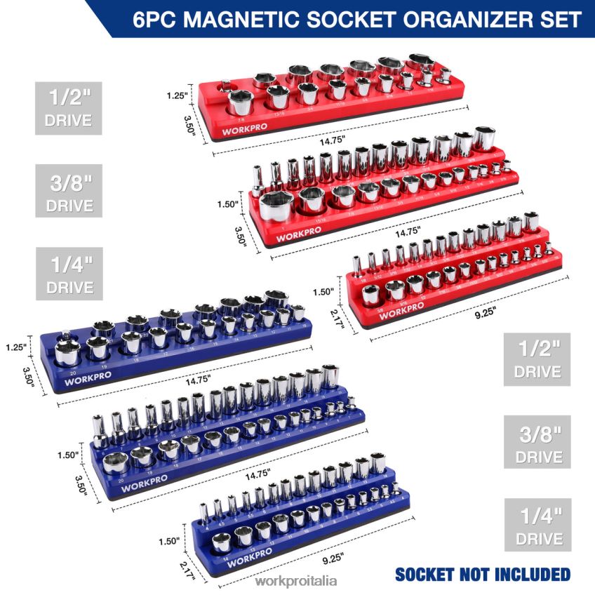 WORKPRO Set di 6 organizer con prese magnetiche moderno B0600L126 attrezzo