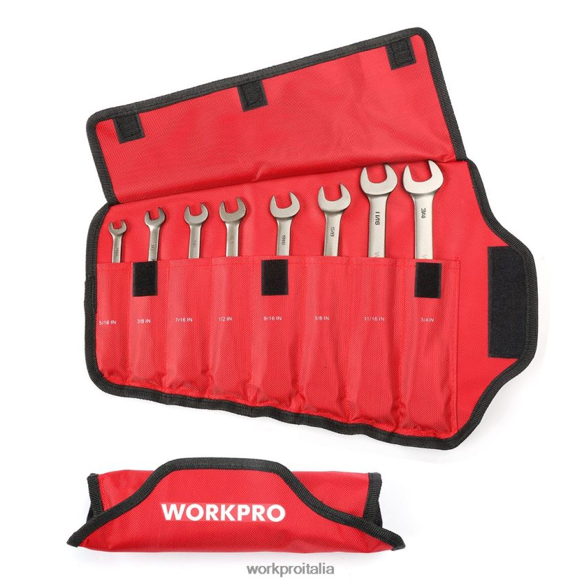 WORKPRO Set di 8 chiavi combinate a cricchetto con testa flessibile con borsa organizer utile B0600L86 attrezzo