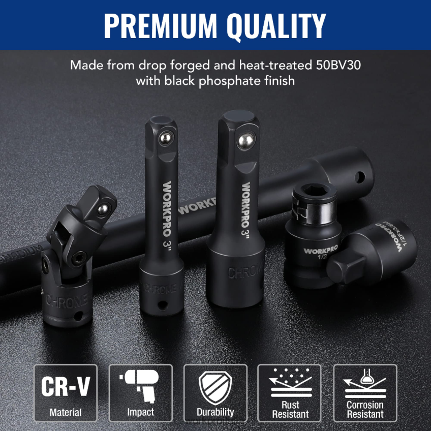 WORKPRO Set di accessori per utensili di azionamento da 18 pezzi moderno B0600L137 attrezzo
