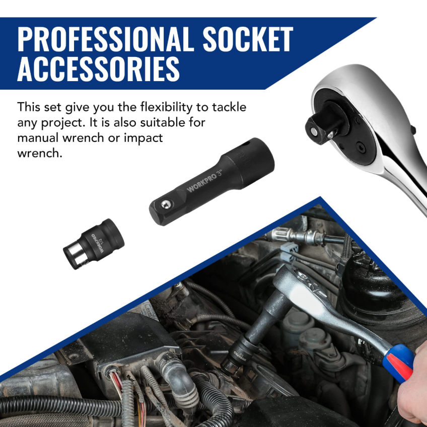 WORKPRO Set di accessori per utensili di azionamento da 18 pezzi moderno B0600L137 attrezzo