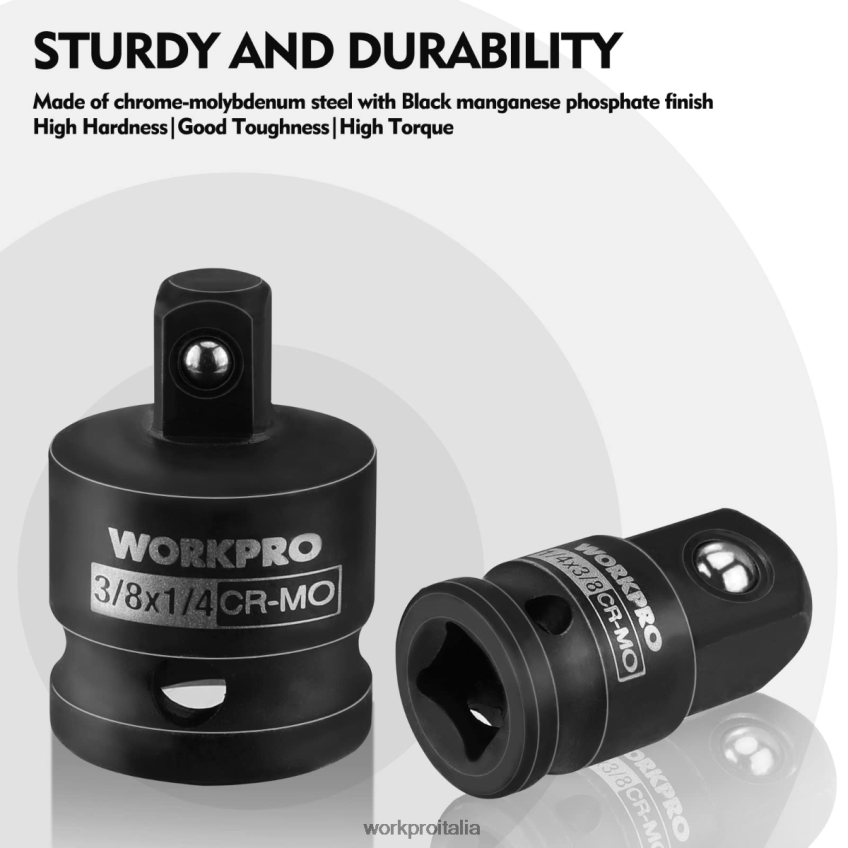 WORKPRO Set di adattatori e riduttori per prese per avvitatori a impatto da 4 pezzi, kit di conversione chiave utile B0600L94 attrezzo