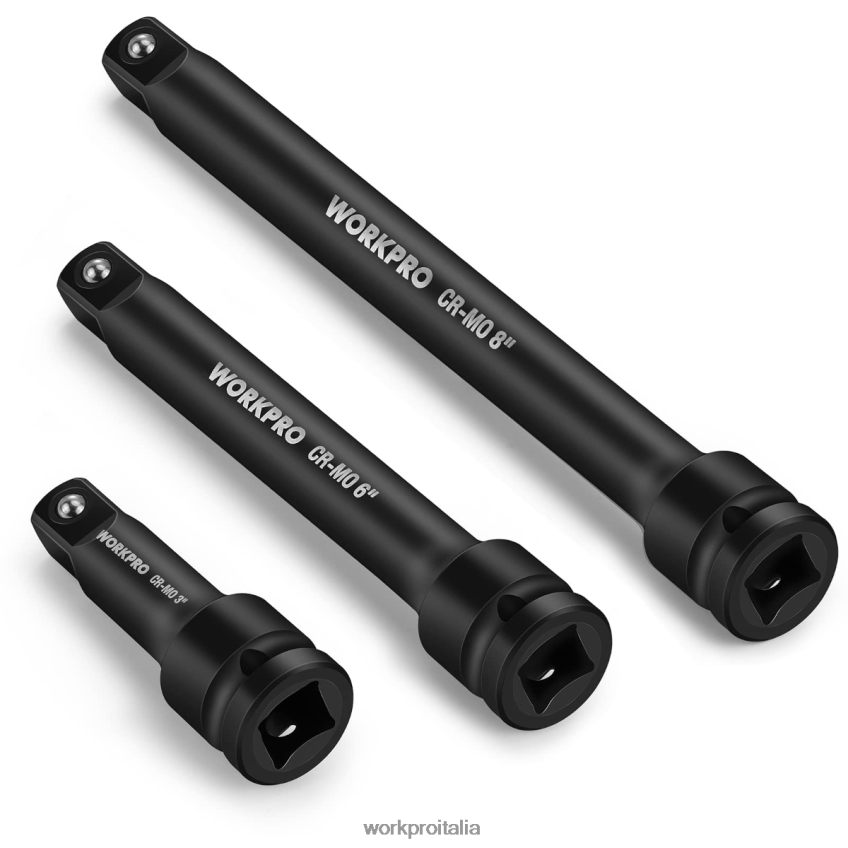 WORKPRO Set di barre di estensione per impatto con presa da 3 pezzi: 3, 6, 8 pollici e 1/2 pollici utile B0600L202 attrezzo