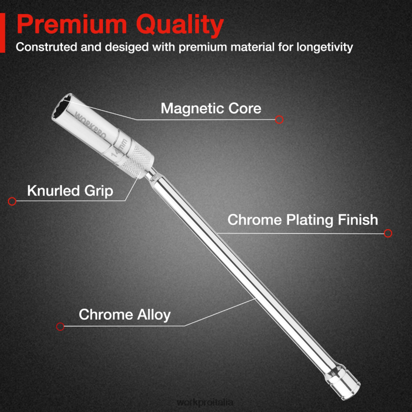 WORKPRO candela girevole magnetica con presa a muro sottile moderno B0600L144 attrezzo