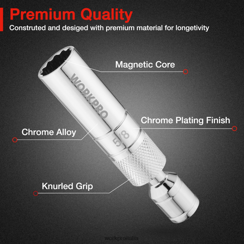 WORKPRO candela girevole magnetica con presa a muro sottile utile B0600L147 attrezzo