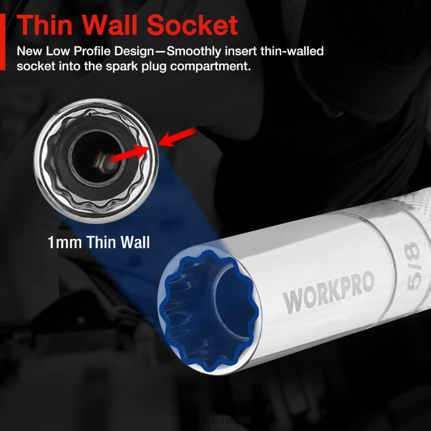 WORKPRO candela girevole magnetica con presa a muro sottile utile B0600L147 attrezzo