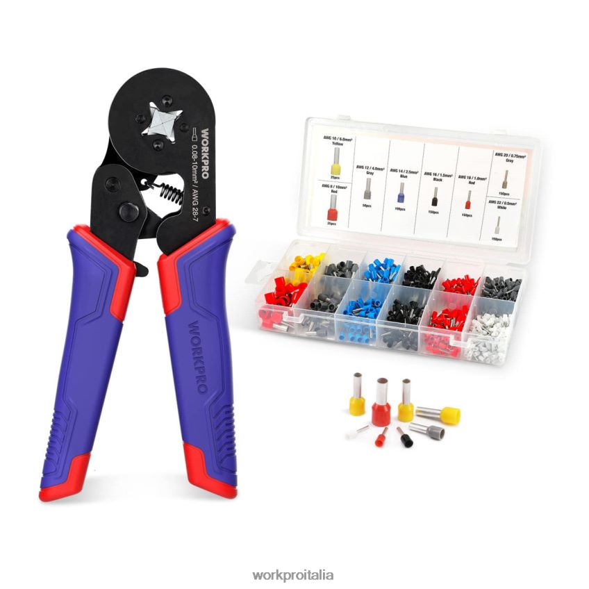 WORKPRO kit di strumenti per crimpare ghiere, strumento per crimpare filo a cricchetto autoregolabile awg 28-7 moderno B0600L161 attrezzo
