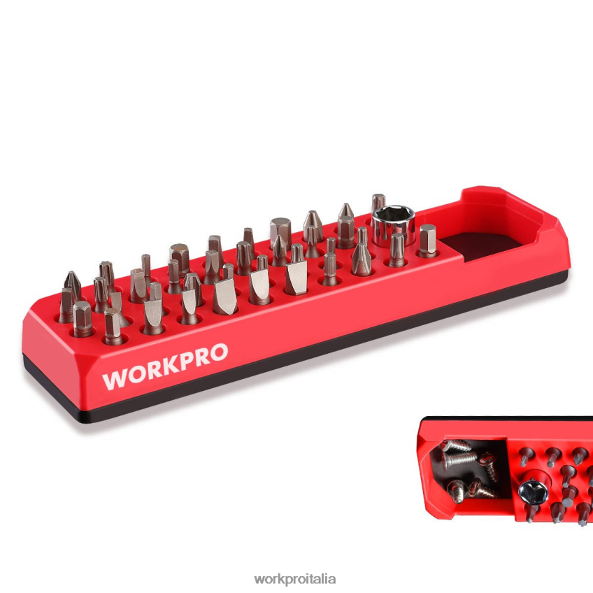 WORKPRO organizer magnetico per punte da trapano per cacciavite esagonale a 39 fori per punta esagonale da 1/4 di pollice e adattatore per punta di guida Rosso & blu B0600L132 attrezzo
