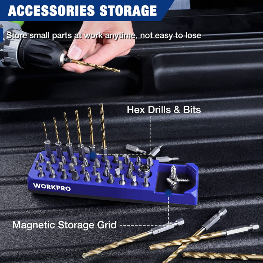 WORKPRO organizer magnetico per punte da trapano per cacciavite esagonale a 39 fori per punta esagonale da 1/4 di pollice e adattatore per punta di guida Rosso & blu B0600L132 attrezzo