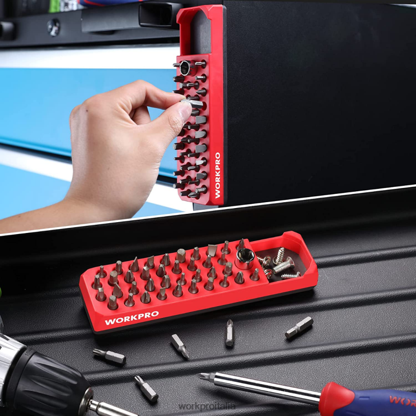 WORKPRO organizer magnetico per punte da trapano per cacciavite esagonale a 39 fori per punta esagonale da 1/4 di pollice e adattatore per punta di guida Rosso & blu B0600L132 attrezzo