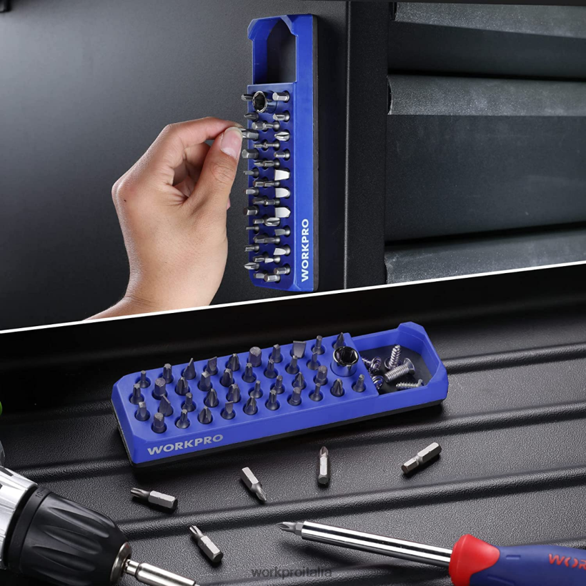 WORKPRO organizer magnetico per punte da trapano per cacciavite esagonale a 39 fori per punta esagonale da 1/4 di pollice e adattatore per punta di guida Rosso & blu B0600L132 attrezzo