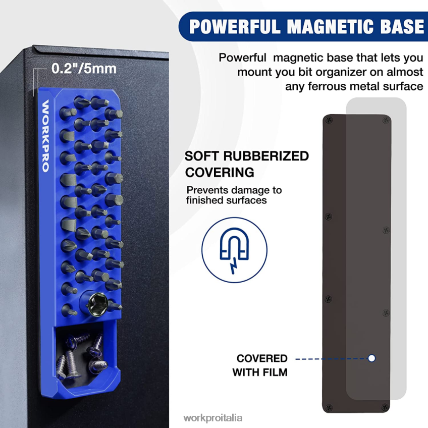 WORKPRO organizer magnetico per punte da trapano per cacciavite esagonale a 39 fori per punta esagonale da 1/4 di pollice e adattatore per punta di guida Rosso & blu B0600L132 attrezzo