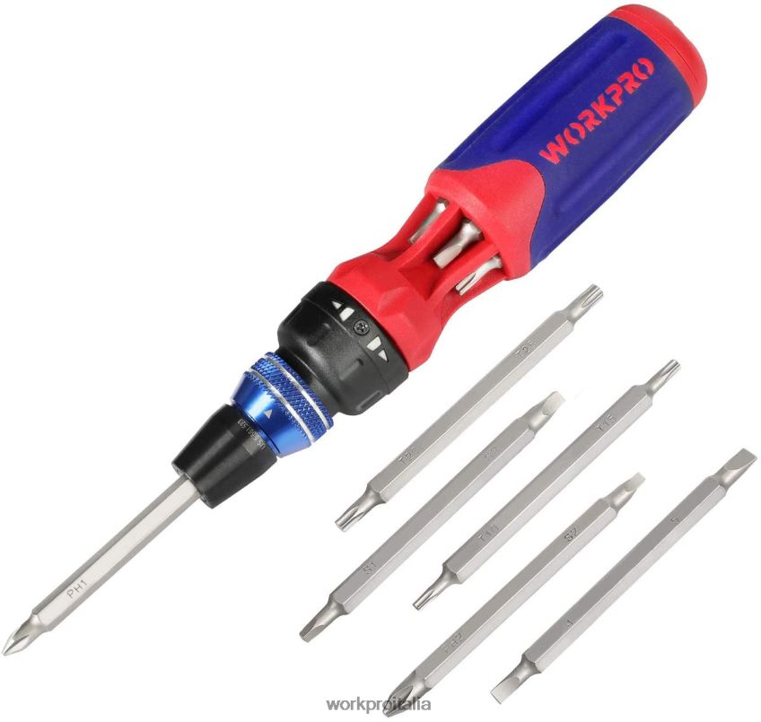 WORKPRO Cacciavite a cricchetto multi-bit con meccanismo di caricamento rapido 12 in 1 moderno B0600L101 attrezzo