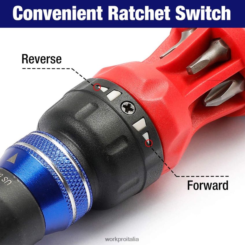 WORKPRO Cacciavite a cricchetto multi-bit con meccanismo di caricamento rapido 12 in 1 moderno B0600L101 attrezzo