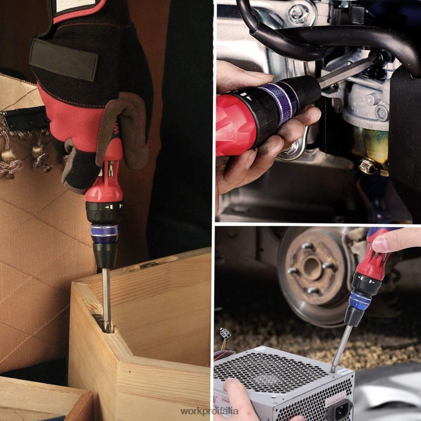 WORKPRO Cacciavite a cricchetto multi-bit con meccanismo di caricamento rapido 12 in 1 moderno B0600L101 attrezzo