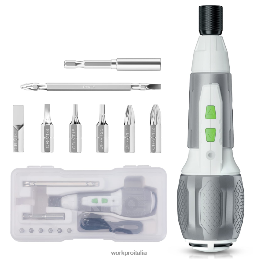 WORKPRO Kit cacciavite senza fili con batteria ricaricabile agli ioni di litio USB 4V rosa/bianco B0600L236 attrezzo