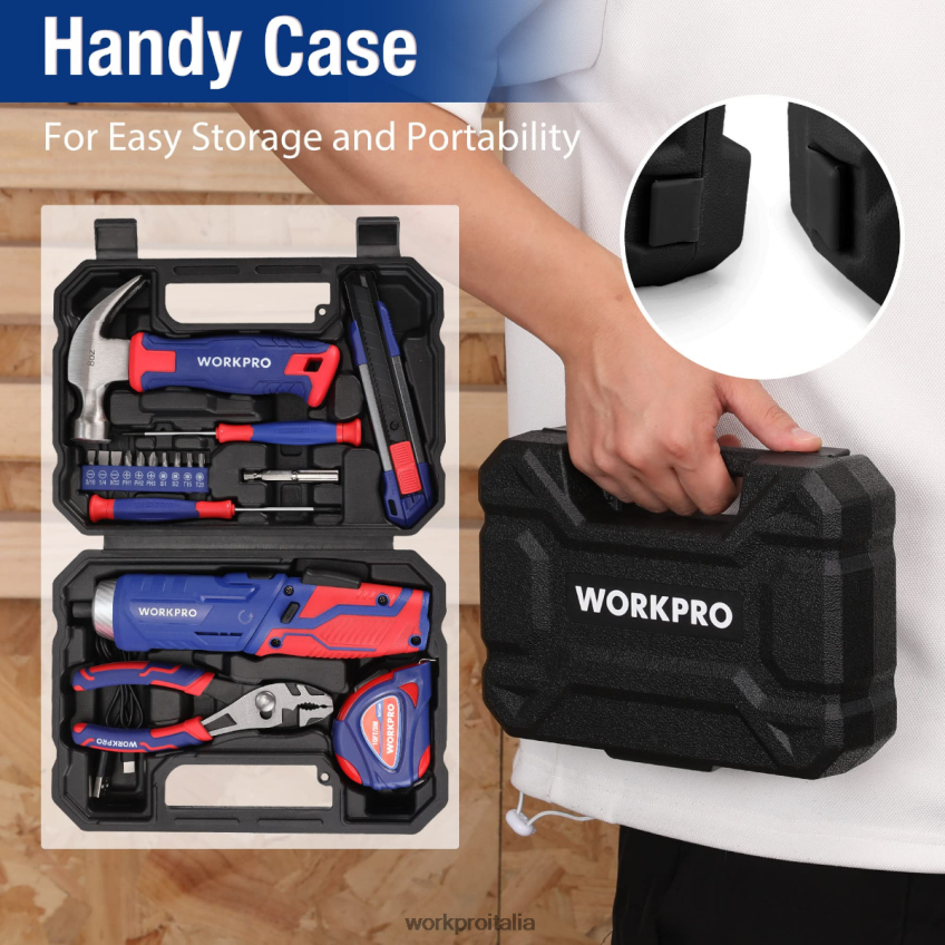 WORKPRO Kit di attrezzi domestici generali da 18 pezzi rosa/blu B0600L102 attrezzo