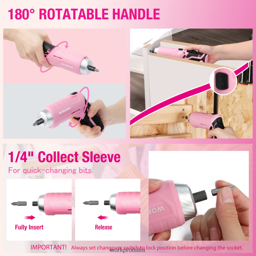 WORKPRO Kit di attrezzi domestici generali da 18 pezzi rosa/blu B0600L102 attrezzo
