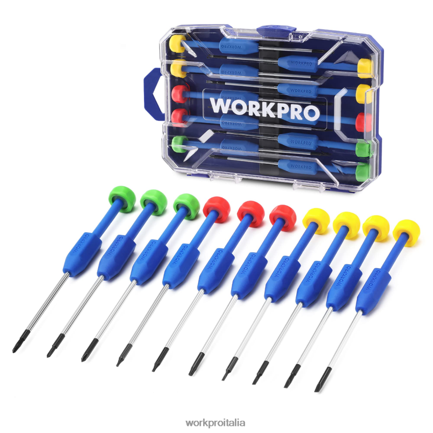 WORKPRO Set cacciaviti di precisione da 10 pezzi con custodia, phillips, a taglio, stella torx, kit di strumenti di riparazione cacciavite magnetico, impugnatura antiscivolo nuovo B0600L103 attrezzo