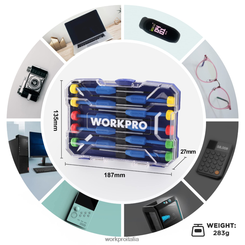 WORKPRO Set cacciaviti di precisione da 10 pezzi con custodia, phillips, a taglio, stella torx, kit di strumenti di riparazione cacciavite magnetico, impugnatura antiscivolo nuovo B0600L103 attrezzo