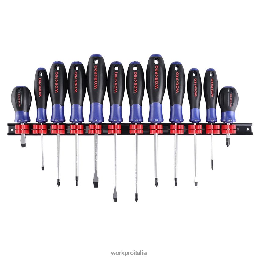 WORKPRO Set da 12 cacciaviti magnetici con organizer piatto per riparazioni meccaniche domestiche industriali nuovo B0600L99 attrezzo