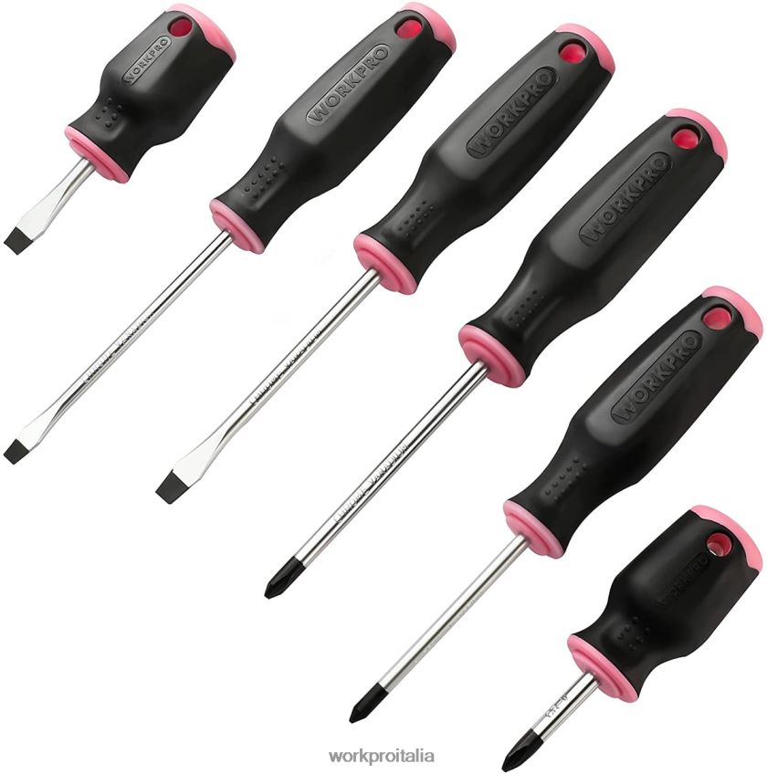 WORKPRO Set da 6 cacciaviti magnetici rosa B0600L244 attrezzo