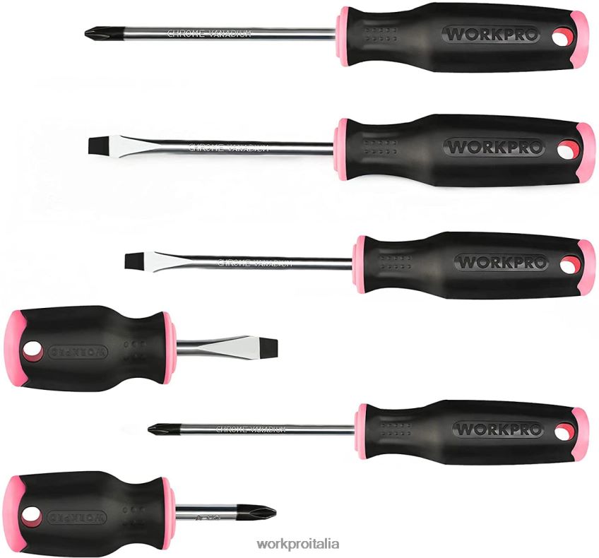 WORKPRO Set da 6 cacciaviti magnetici rosa B0600L244 attrezzo
