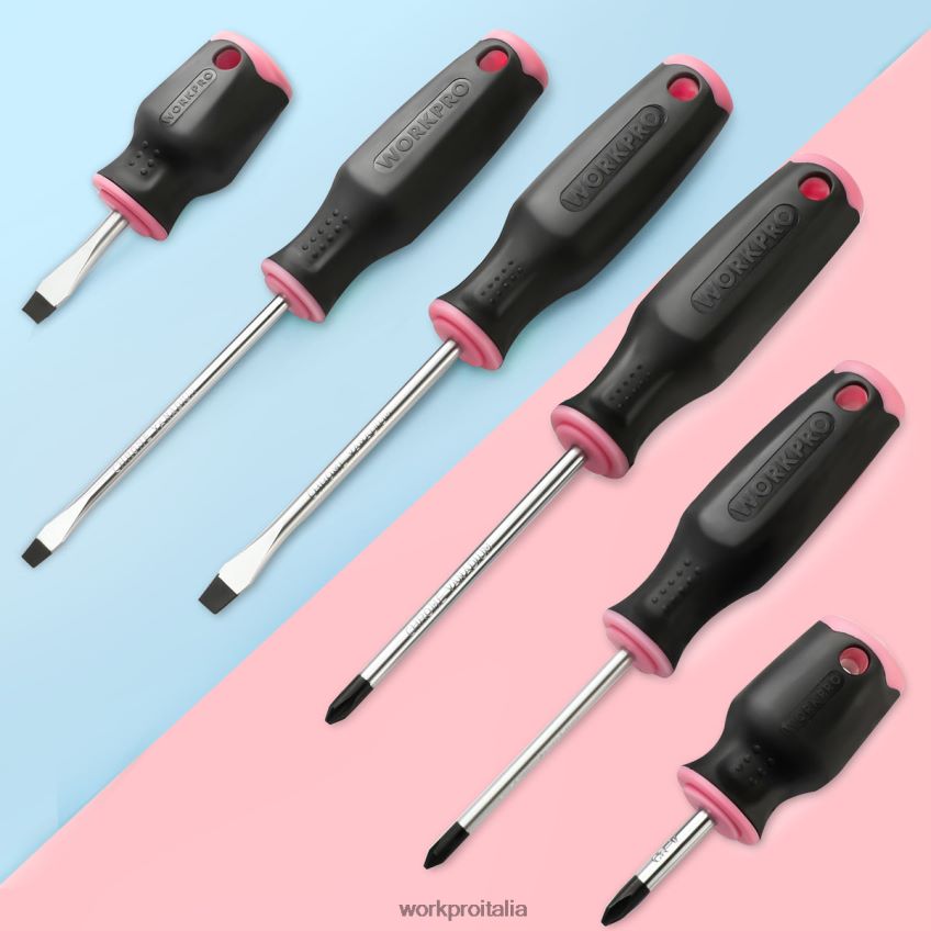WORKPRO Set da 6 cacciaviti magnetici rosa B0600L244 attrezzo