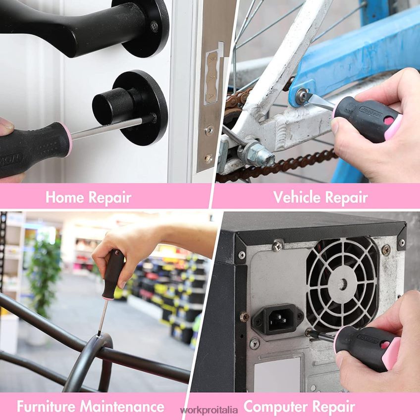 WORKPRO Set da 6 cacciaviti magnetici rosa B0600L244 attrezzo