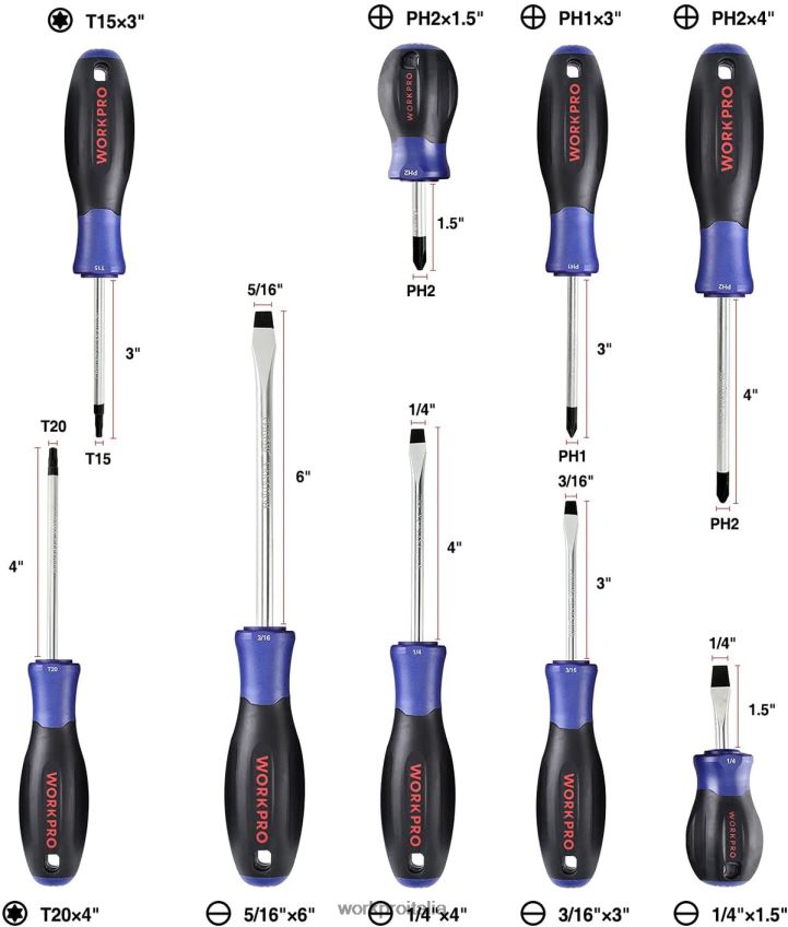 WORKPRO set di cacciaviti magnetici, 16 cacciaviti di precisione Phillips a taglio Torx con magnetizzatore nuovo B0600L98 attrezzo
