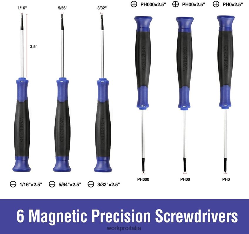 WORKPRO set di cacciaviti magnetici, 16 cacciaviti di precisione Phillips a taglio Torx con magnetizzatore nuovo B0600L98 attrezzo