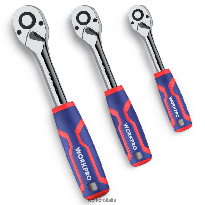 WORKPRO Set di 3 cricchetti, chiave a bussola reversibile a sgancio rapido da 72 denti in acciaio 40cr utile B0600L91 attrezzo
