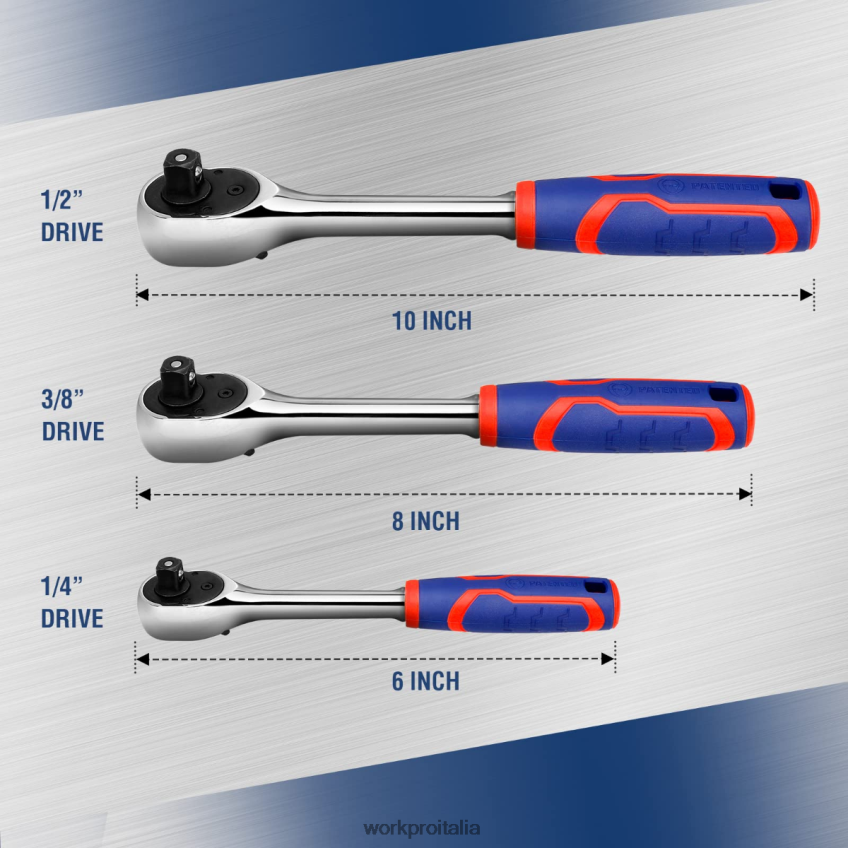 WORKPRO Set di 3 cricchetti, chiave a bussola reversibile a sgancio rapido da 72 denti in acciaio 40cr utile B0600L91 attrezzo