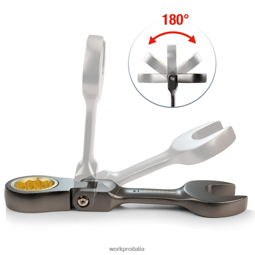 WORKPRO Set di 8 chiavi combinate a cricchetto tozze con testa flessibile nuovo B0600L82 attrezzo