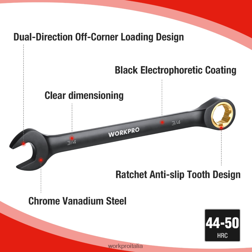 WORKPRO Set di 9 chiavi combinate a cricchetto antiscivolo nero B0600L88 attrezzo