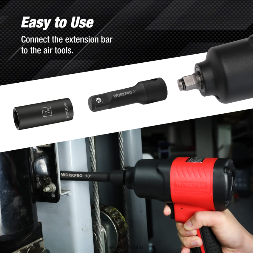 WORKPRO Set di barre di estensione per avvitatore a percussione da 9 pezzi moderno B0600L141 attrezzo