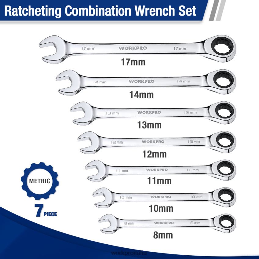 WORKPRO Set di chiavi combinate a cricchetto da 7 pezzi utile B0600L85 attrezzo
