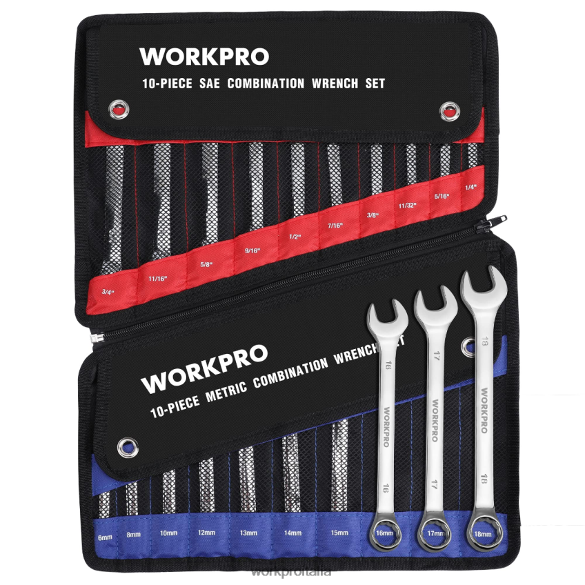 WORKPRO Set di chiavi combinate metriche e SAE da 20 pezzi CR-V a 12 punte moderno B0600L93 attrezzo