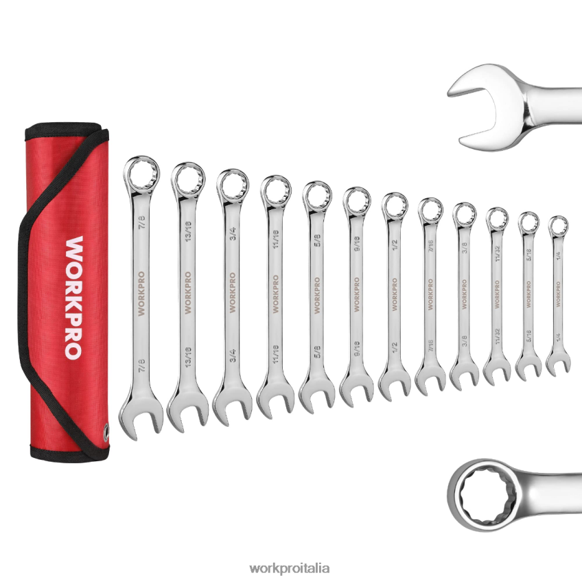 WORKPRO Set di chiavi combinate premium CR-V da 12 pezzi metriche 8-19 mm nuovo B0600L95 attrezzo