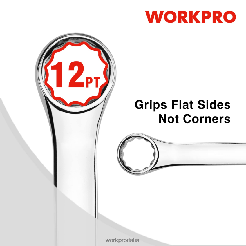 WORKPRO Set di chiavi combinate premium CR-V da 12 pezzi metriche 8-19 mm nuovo B0600L95 attrezzo