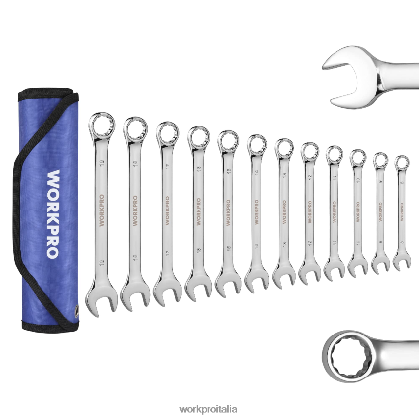 WORKPRO Set di chiavi combinate premium CR-V da 12 pezzi metriche 8-19 mm nuovo B0600L95 attrezzo