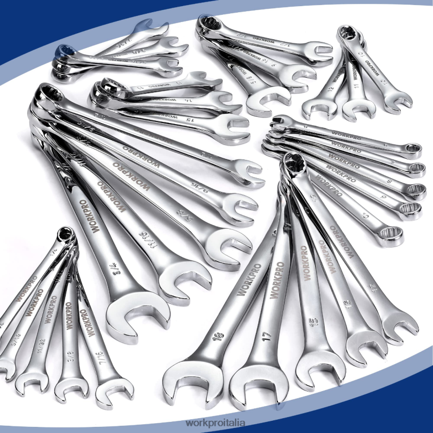 WORKPRO Set di chiavi inglesi tozze e normali da 12 punti combinate SAE e metriche da 32 pezzi moderno B0600L92 attrezzo
