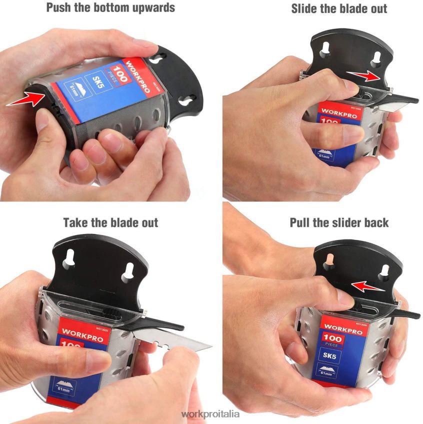 WORKPRO 100 lame per coltelli multiuso in acciaio sk5 con dispenser utile B0600L40 attrezzo