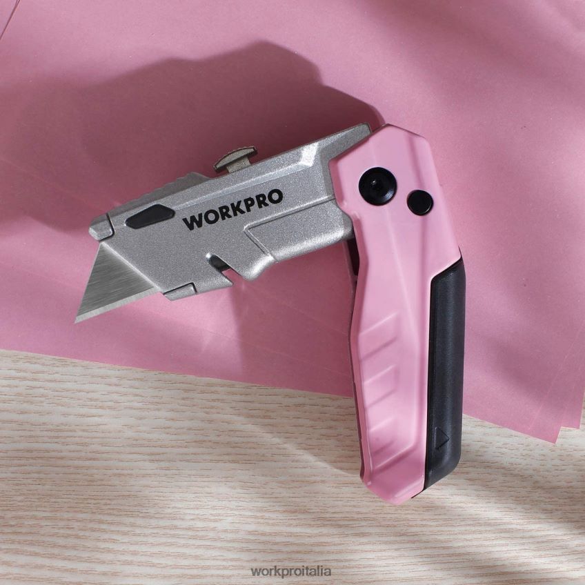 WORKPRO Coltello multiuso pieghevole a cambio rapido con 12 lame extra rosa B0600L37 attrezzo