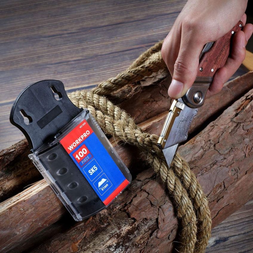 WORKPRO Coltello multiuso pieghevole con manico in legno taglierina resistente moderno B0600L39 attrezzo