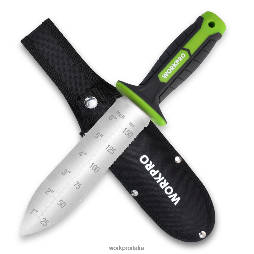 WORKPRO coltello da giardino con fodero in oxford, lama in acciaio inox con tagliente verde/rosa B0600L283 attrezzo