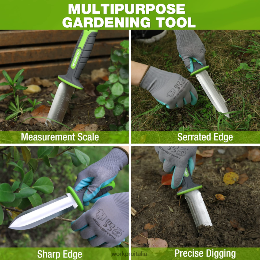 WORKPRO coltello da giardino con fodero in oxford, lama in acciaio inox con tagliente verde/rosa B0600L283 attrezzo
